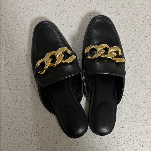 Black Loafer Flats with Gold Detailing - Picture 6 of 9